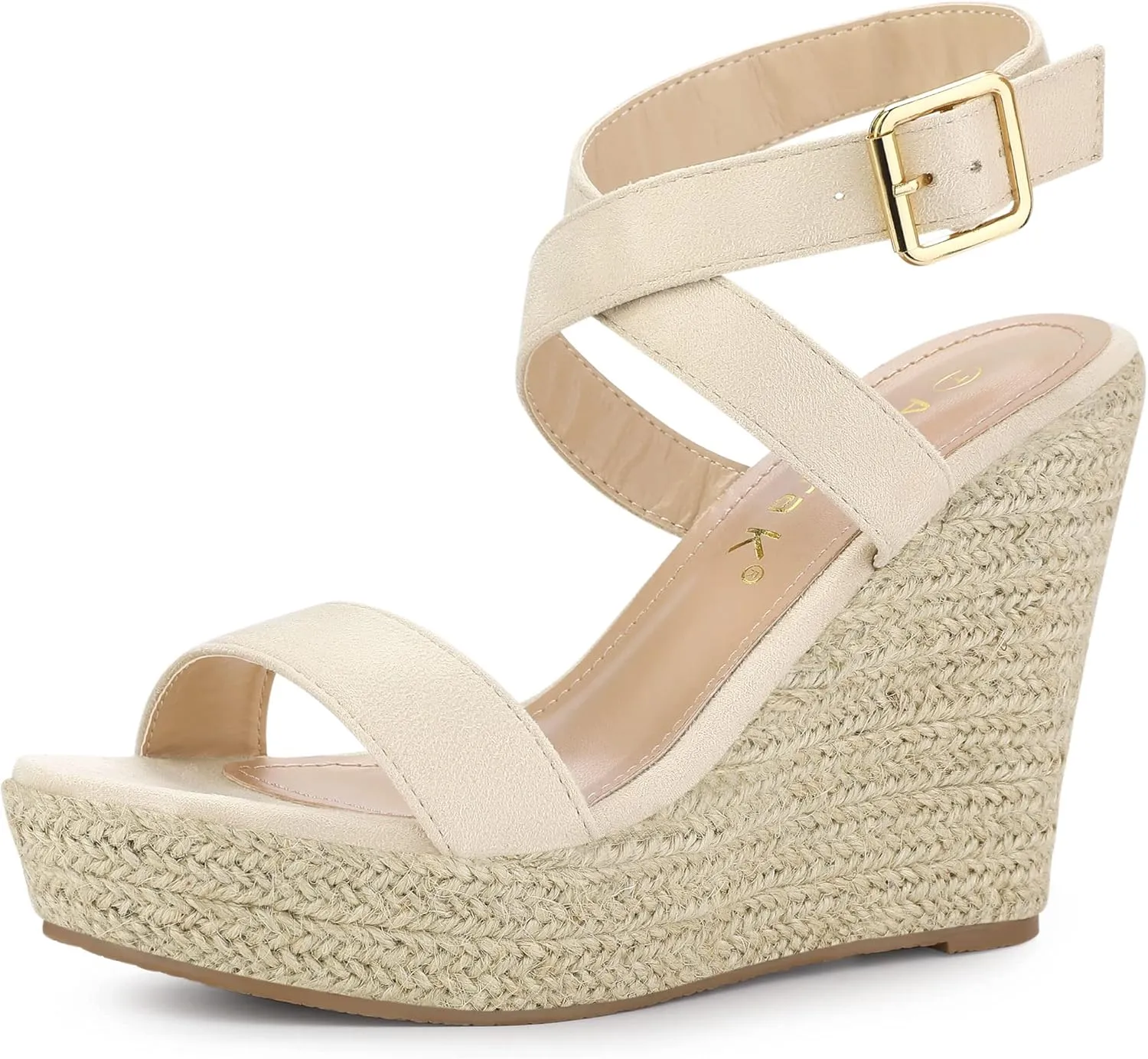 Allegra K Women's Slingback Crisscross Espadrille Wedges Heel Sandals