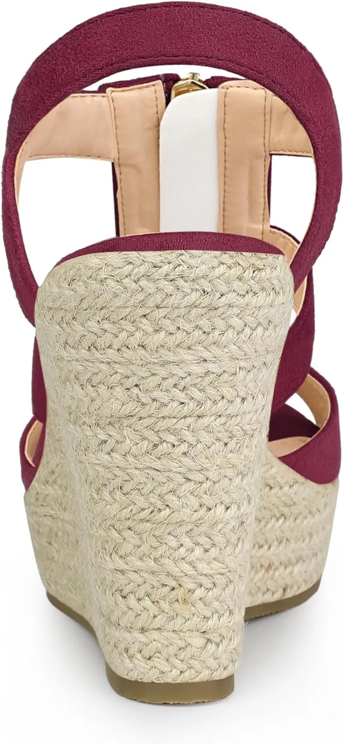 Allegra K Women's Wedges Zipper Sandals Platform Wedges Heels Sandals