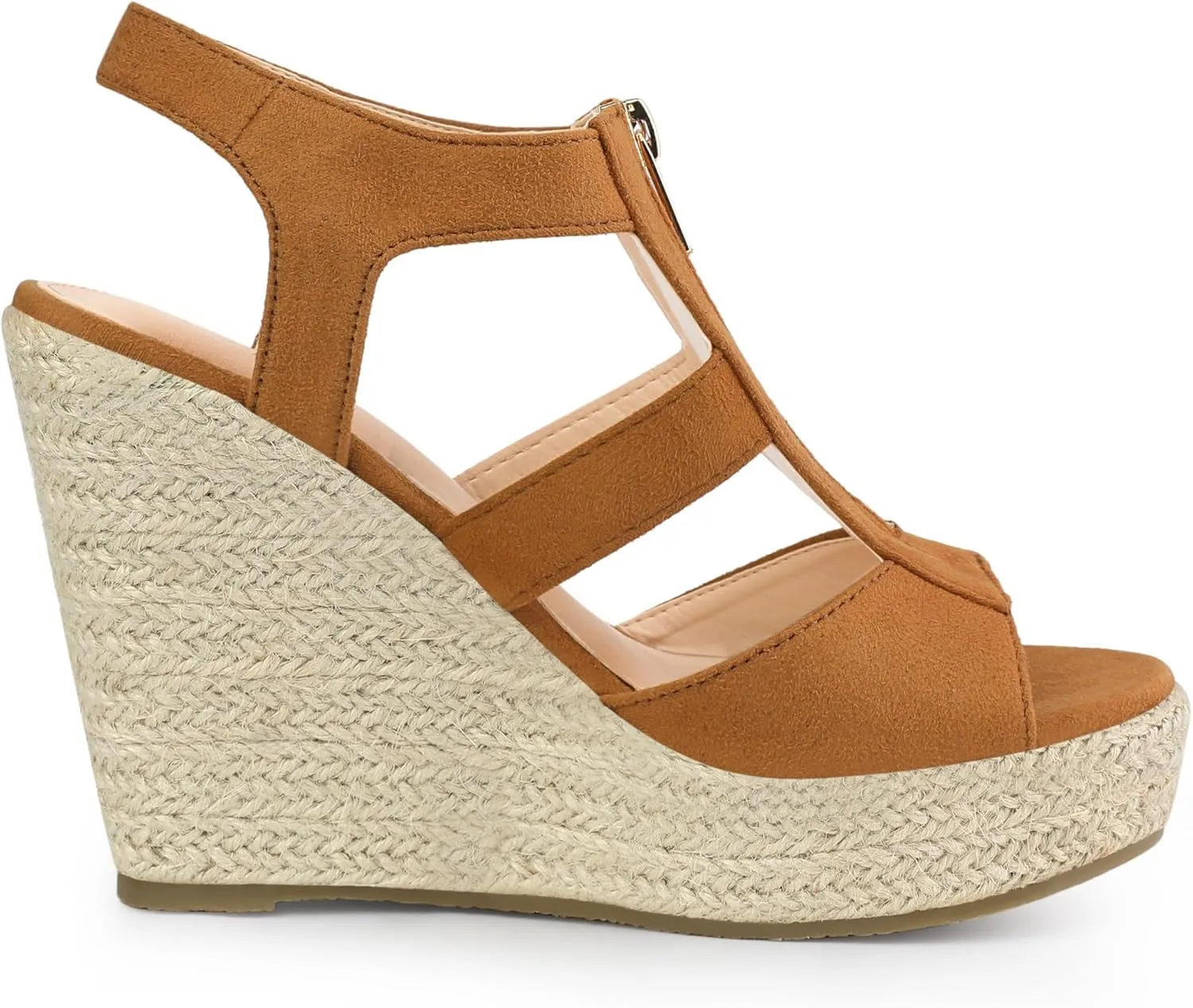 Allegra K Women's Wedges Zipper Sandals Platform Wedges Heels Sandals