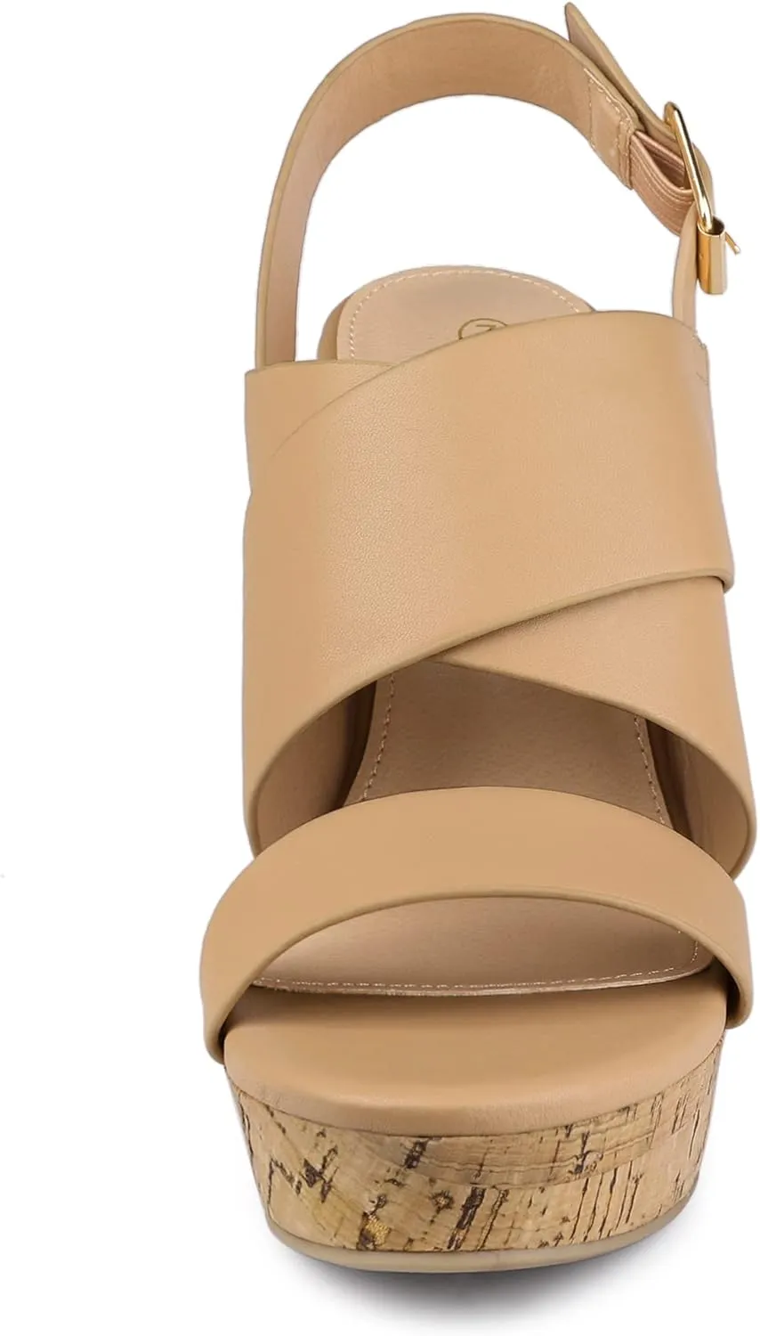 Allegra K Women's Wood Wedges Platform Wedge Sandals