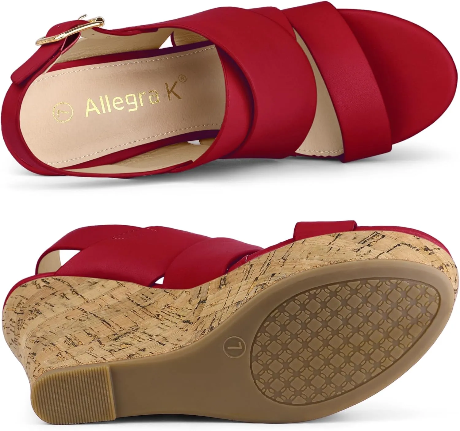 Allegra K Women's Wood Wedges Platform Wedge Sandals