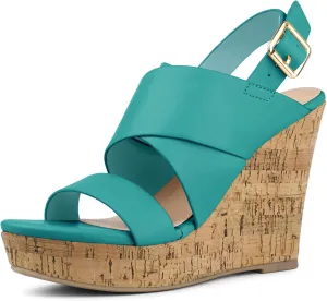 Allegra K Women's Wood Wedges Platform Wedge Sandals
