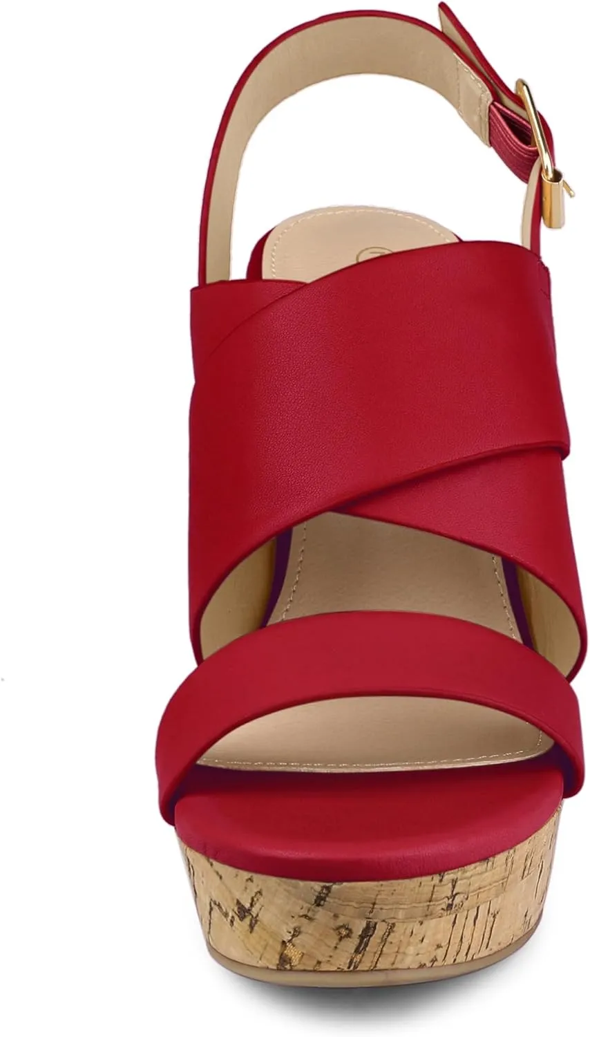 Allegra K Women's Wood Wedges Platform Wedge Sandals