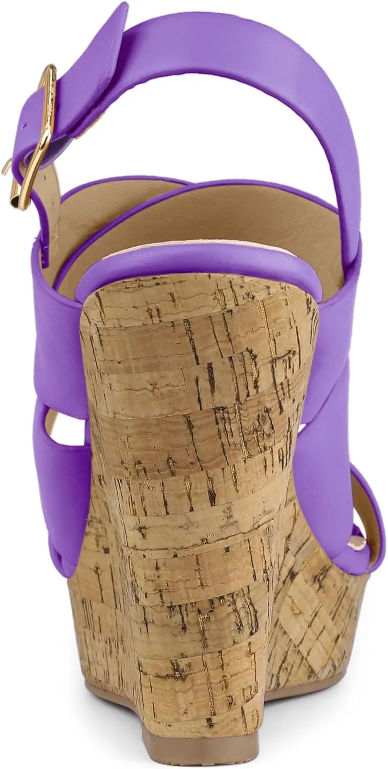 Allegra K Women's Wood Wedges Platform Wedge Sandals