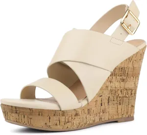 Allegra K Women's Wood Wedges Platform Wedge Sandals