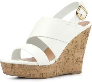 Allegra K Women's Wood Wedges Platform Wedge Sandals