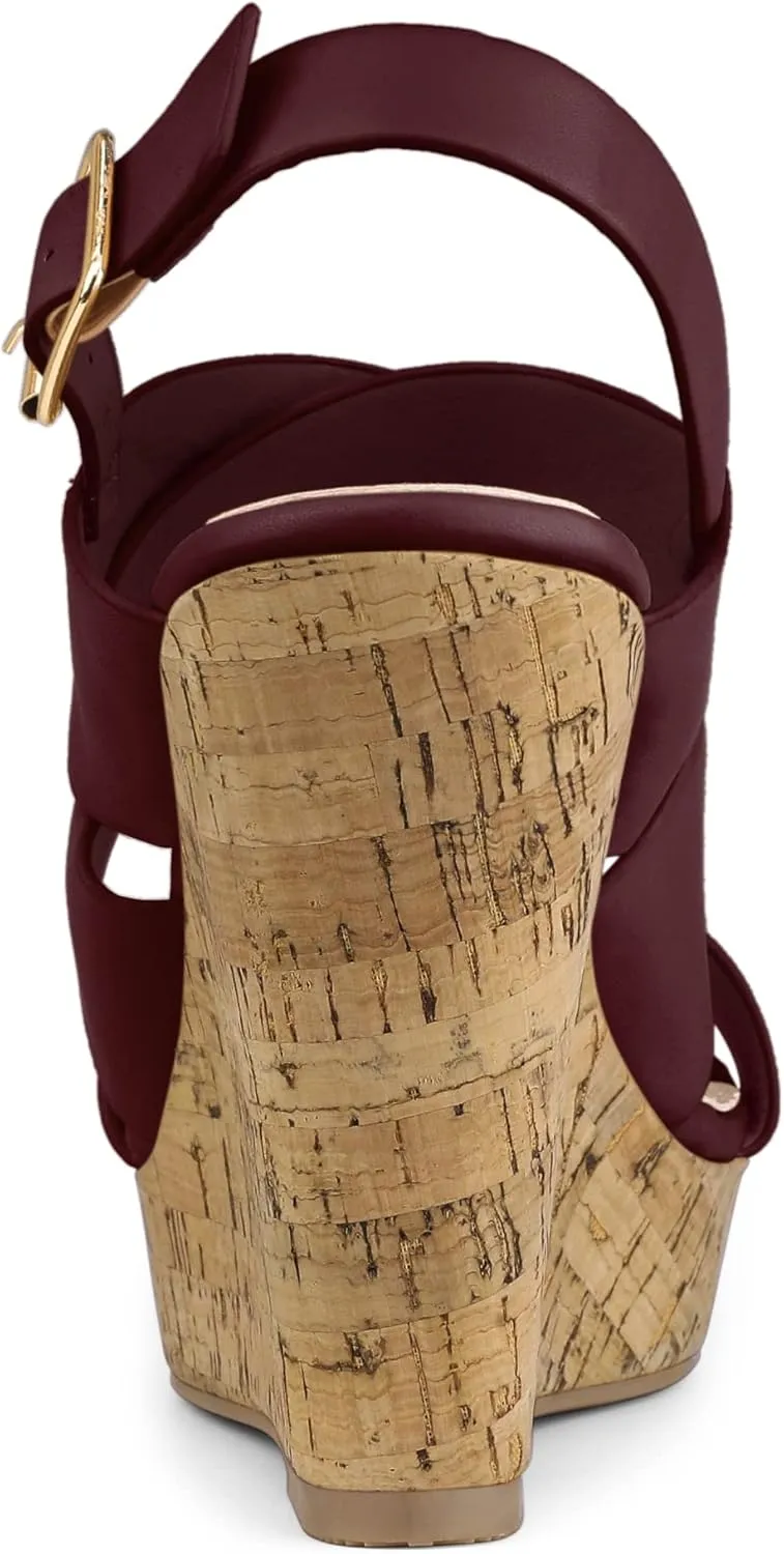 Allegra K Women's Wood Wedges Platform Wedge Sandals