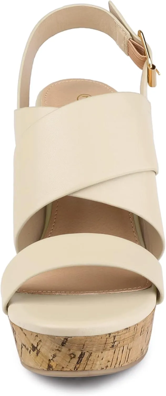 Allegra K Women's Wood Wedges Platform Wedge Sandals