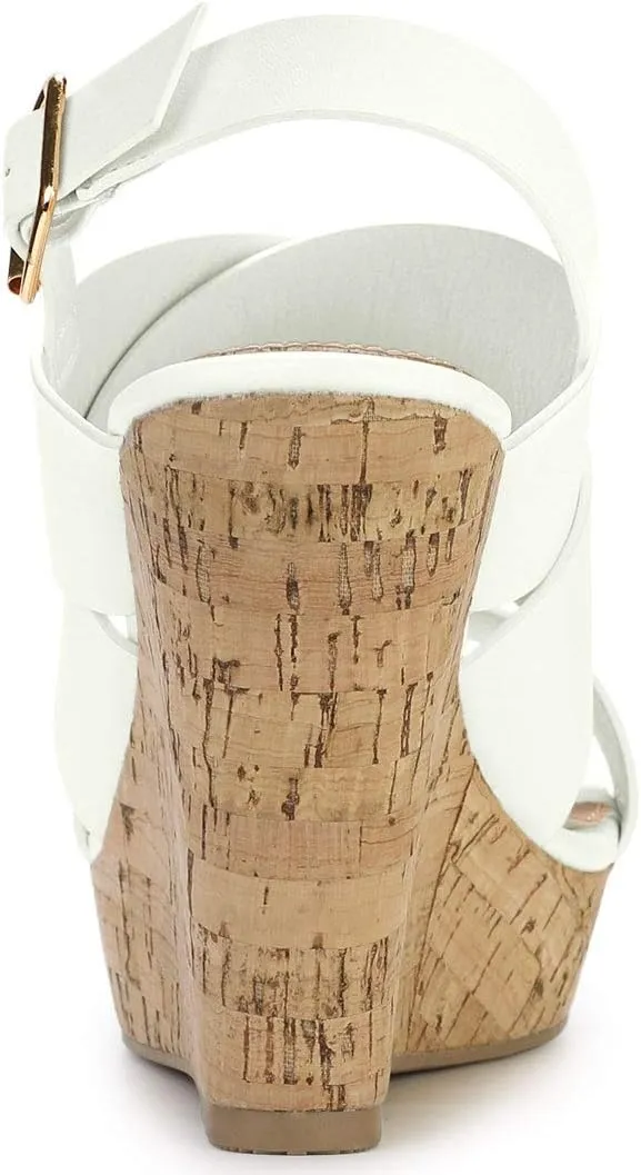 Allegra K Women's Wood Wedges Platform Wedge Sandals