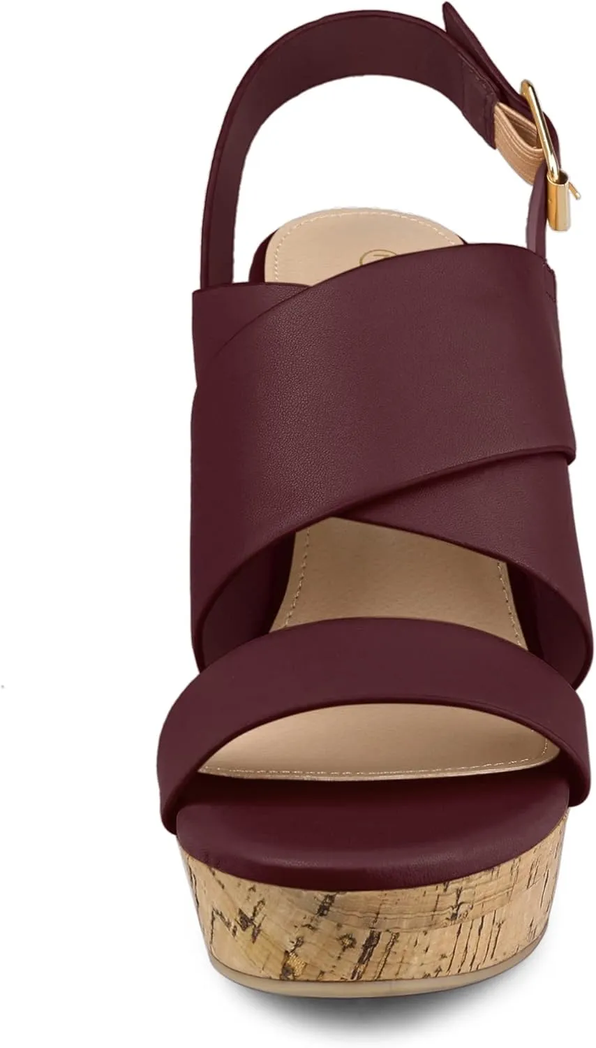Allegra K Women's Wood Wedges Platform Wedge Sandals