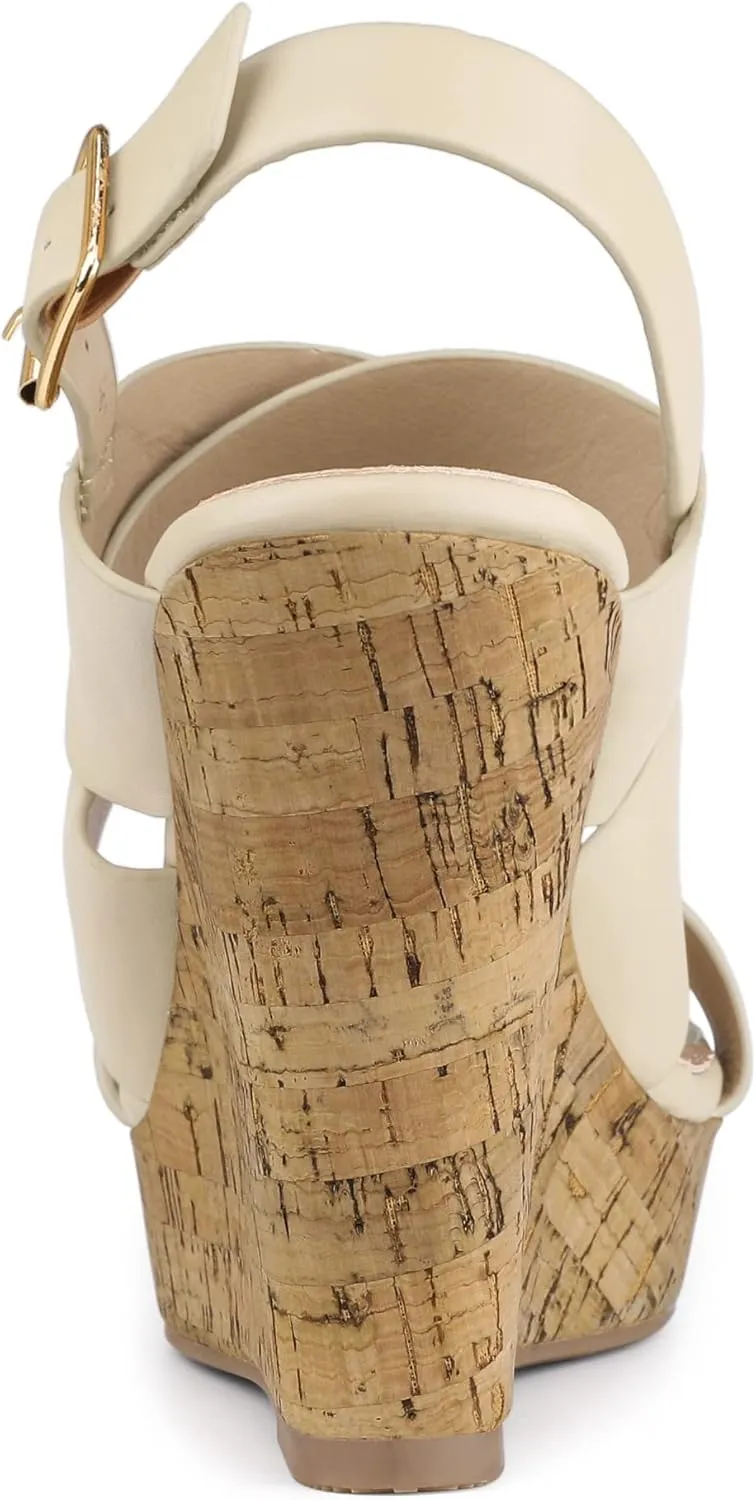 Allegra K Women's Wood Wedges Platform Wedge Sandals