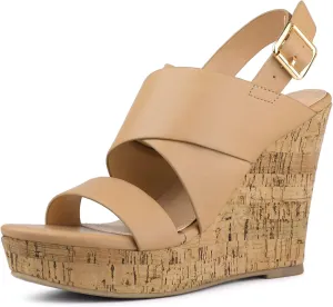 Allegra K Women's Wood Wedges Platform Wedge Sandals