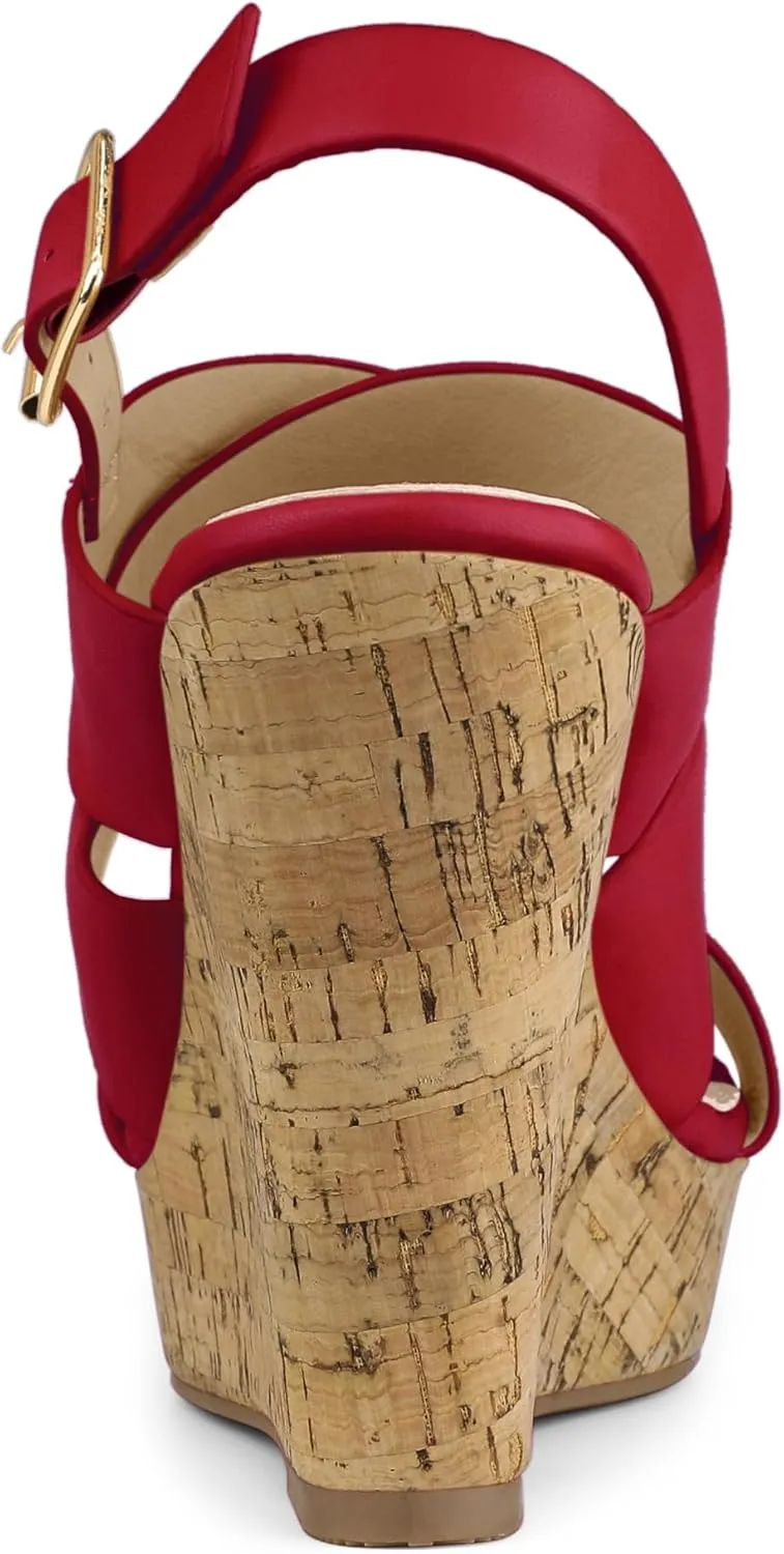Allegra K Women's Wood Wedges Platform Wedge Sandals