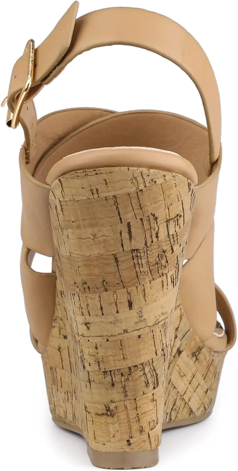 Allegra K Women's Wood Wedges Platform Wedge Sandals