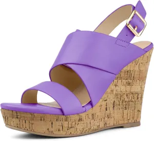 Allegra K Women's Wood Wedges Platform Wedge Sandals