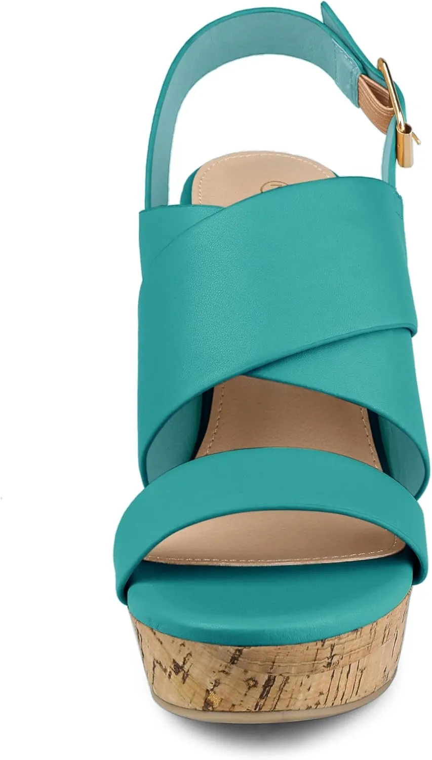 Allegra K Women's Wood Wedges Platform Wedge Sandals