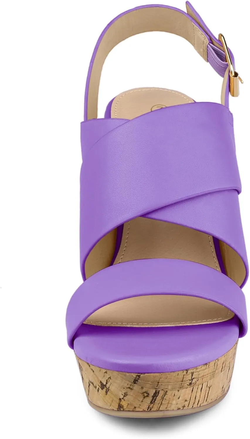Allegra K Women's Wood Wedges Platform Wedge Sandals