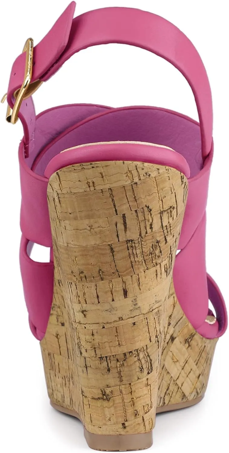 Allegra K Women's Wood Wedges Platform Wedge Sandals