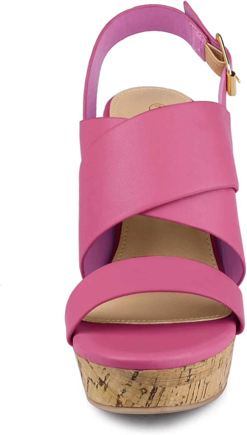 Allegra K Women's Wood Wedges Platform Wedge Sandals
