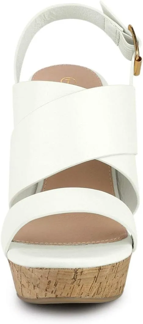 Allegra K Women's Wood Wedges Platform Wedge Sandals