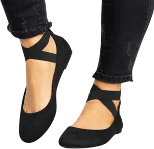 AMDBEL Womens Flat Shoes Dressy Casual, 2023 Summer Falt Shoes Womens Pointed Toe Dress Shoes Comfort Slip On Classic Softable Ballet Flats with Criss-Cross Ankle Straps Shoes