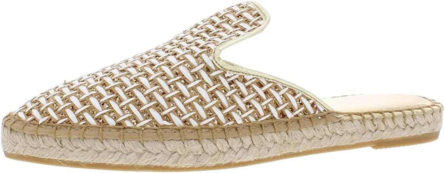 André Assous Womens Lucia Embroidered Closed Toe Mules, Gold Weave, Size 7.0