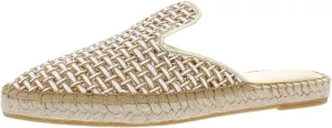 André Assous Womens Lucia Embroidered Closed Toe Mules, Gold Weave, Size 7.0