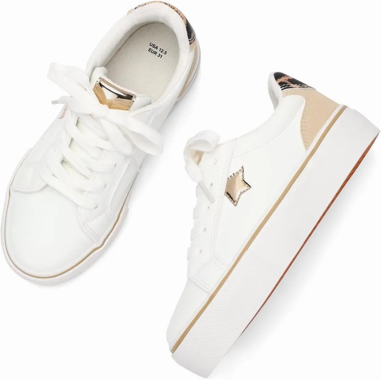 ANTLULU Girls’ Platform Canvas Shoes Low Top and High Top Canvas Sneakers Lace-up Fashion Casual Shoes for Girls