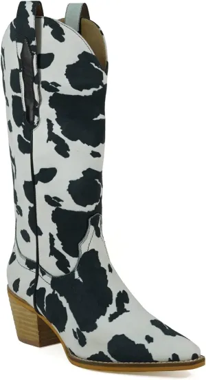 ARiderGirl Hanan Women Knee High Western Style Stacked Heel Boots