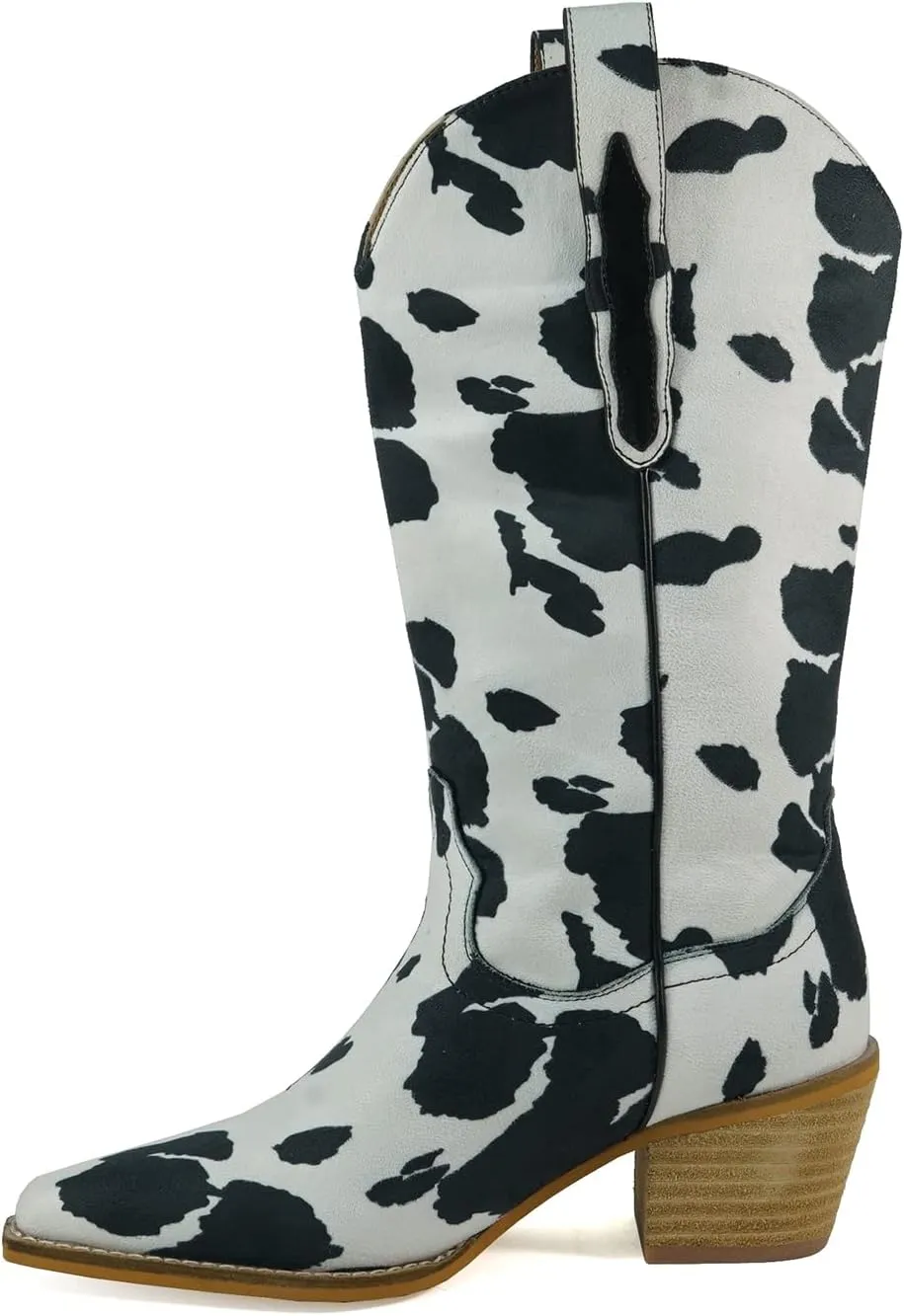 ARiderGirl Hanan Women Knee High Western Style Stacked Heel Boots