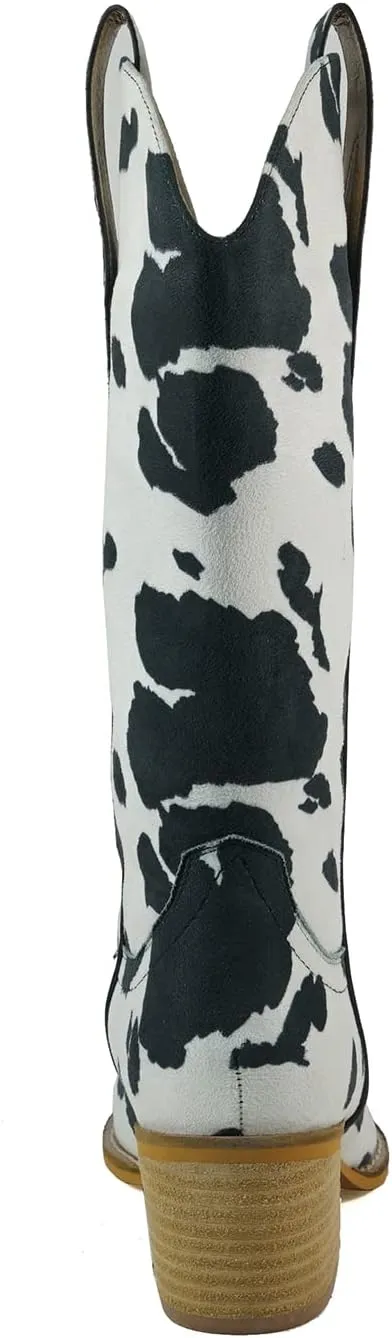 ARiderGirl Hanan Women Knee High Western Style Stacked Heel Boots