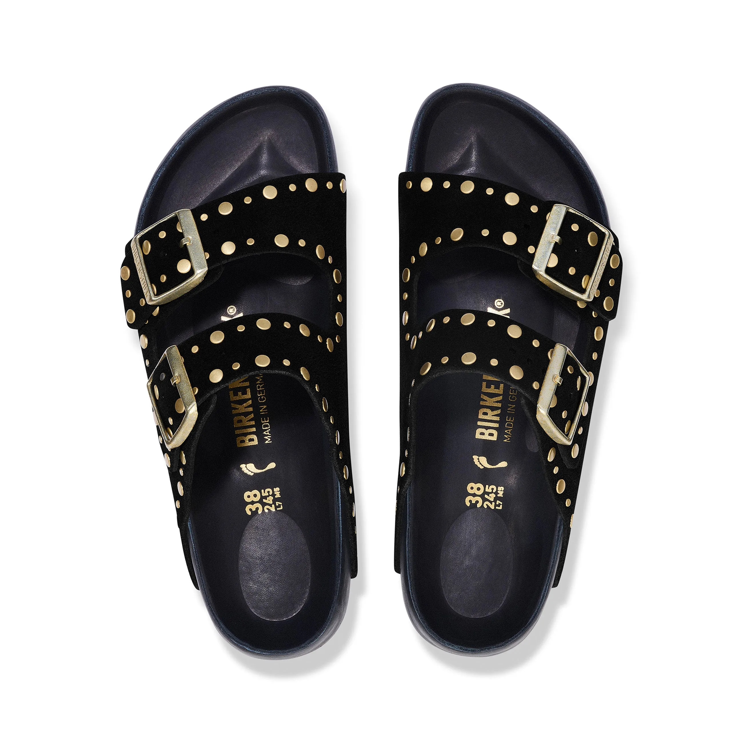 Arizona Exquisite Rivets Black Suede Leather