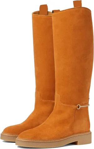 Arqa Women's Slim Classic Silhouette Sophisticated Knee High Boots Almond Toe Pull on Tabs Long Tall Boots Vintage Wide Calf Boots Fashionable Perfectly Narrates Silver-toned Hardware Shoes
