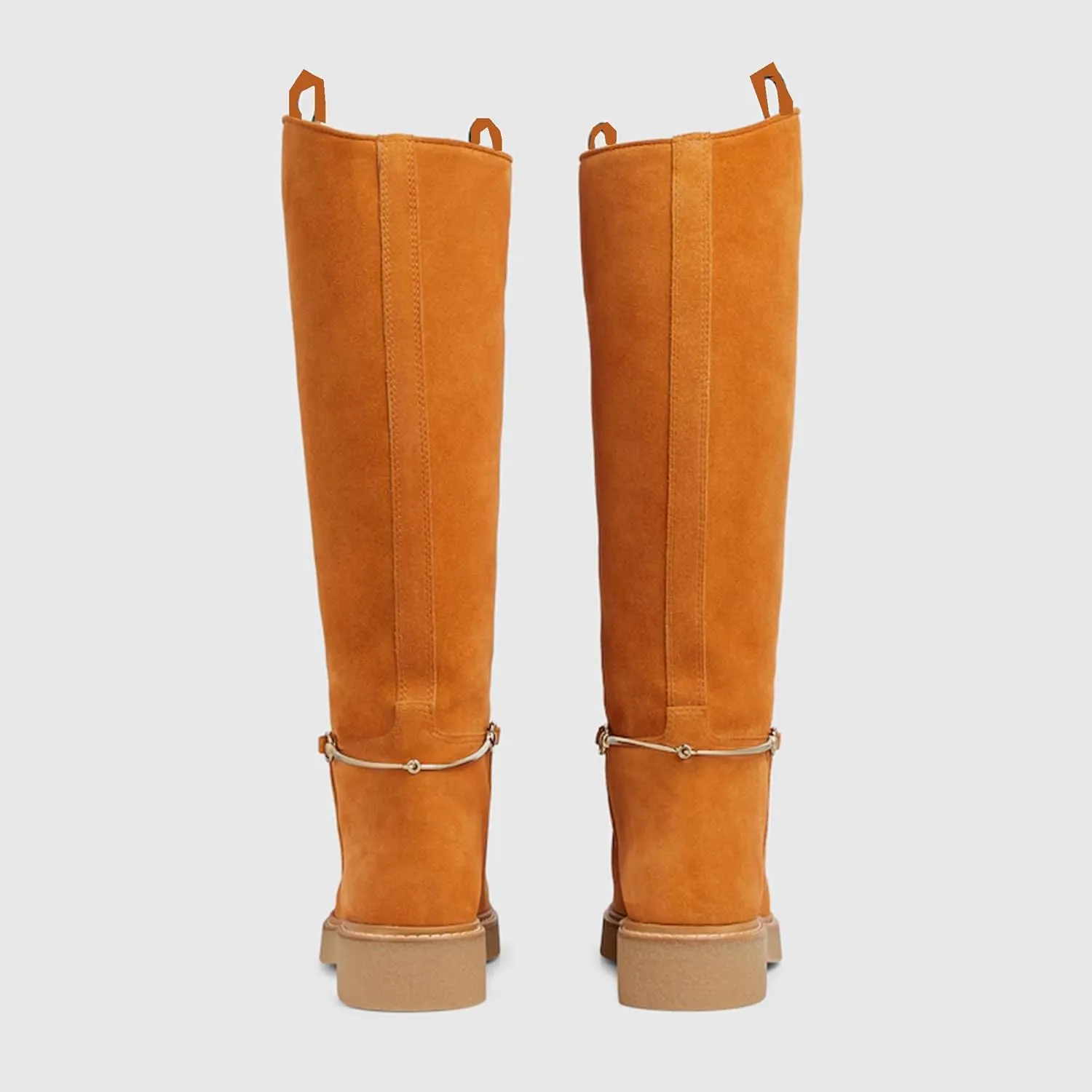 Arqa Women's Slim Classic Silhouette Sophisticated Knee High Boots Almond Toe Pull on Tabs Long Tall Boots Vintage Wide Calf Boots Fashionable Perfectly Narrates Silver-toned Hardware Shoes