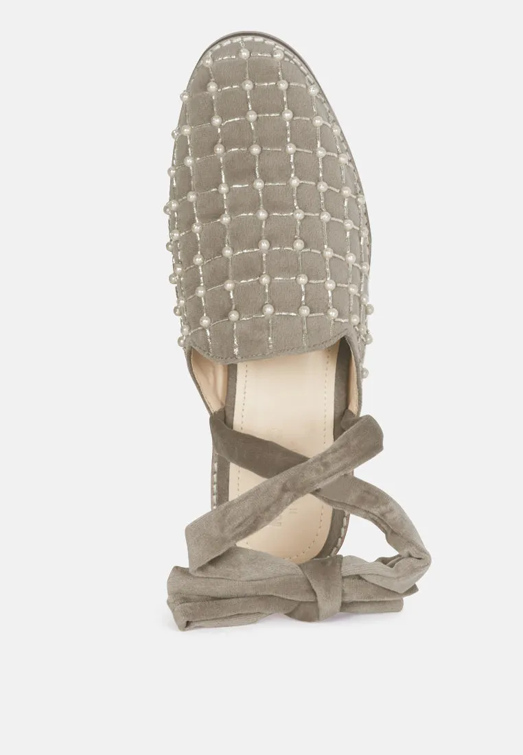 Asante Crisscross Beaded Veil Velvet Mules By Ruw