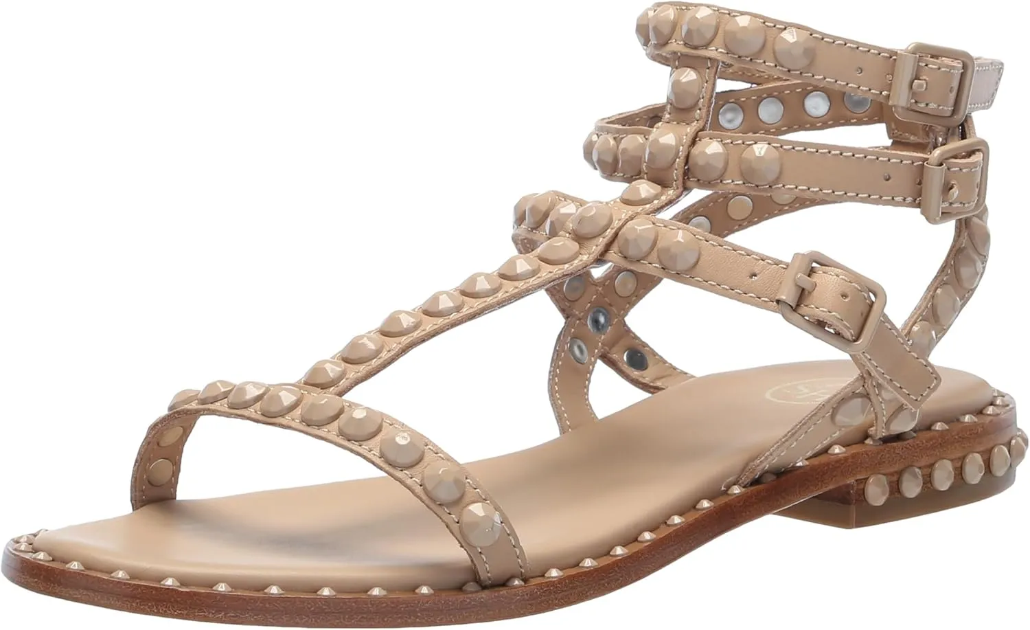 Ash Play Bis Tonal-Studded Flat Sandal for Women, Chic Open-Toe Design, Comfortable Footbed, Durable Sole, Ideal for Casual Outfits