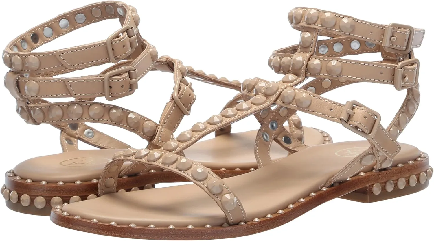 Ash Play Bis Tonal-Studded Flat Sandal for Women, Chic Open-Toe Design, Comfortable Footbed, Durable Sole, Ideal for Casual Outfits