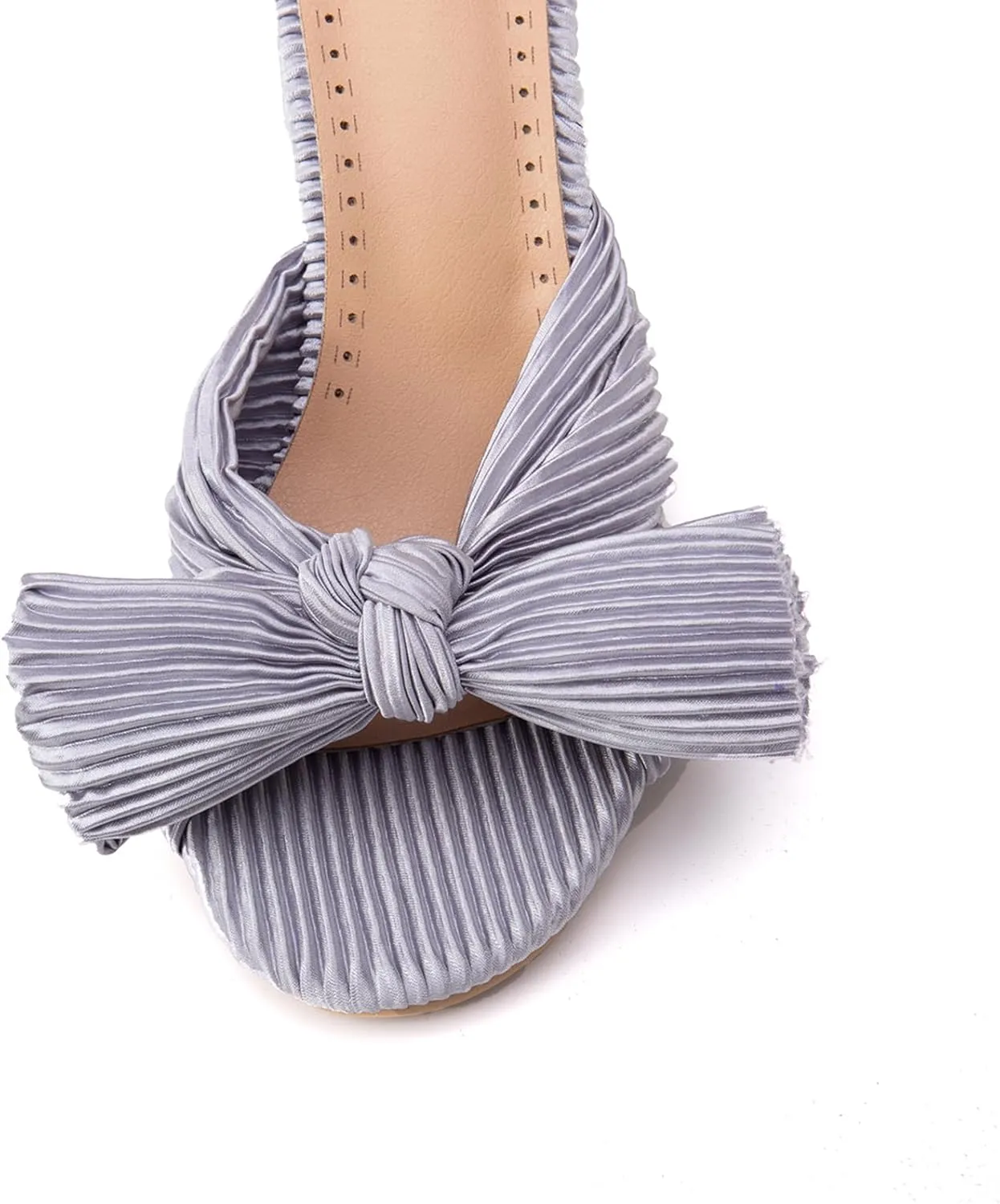 Asterisco Women Block Heel Mules Bows High Heels Peep Toe Slip On Fashion Evening Shoes, Size 2-15.5