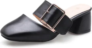 Asterisco Women Block Heel Mules Mid Heel Mules Square Toe Slip On Solid Dress Sandals, Size 2-15.5