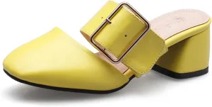 Asterisco Women Block Heel Mules Mid Heel Mules Square Toe Slip On Solid Dress Sandals, Size 2-15.5