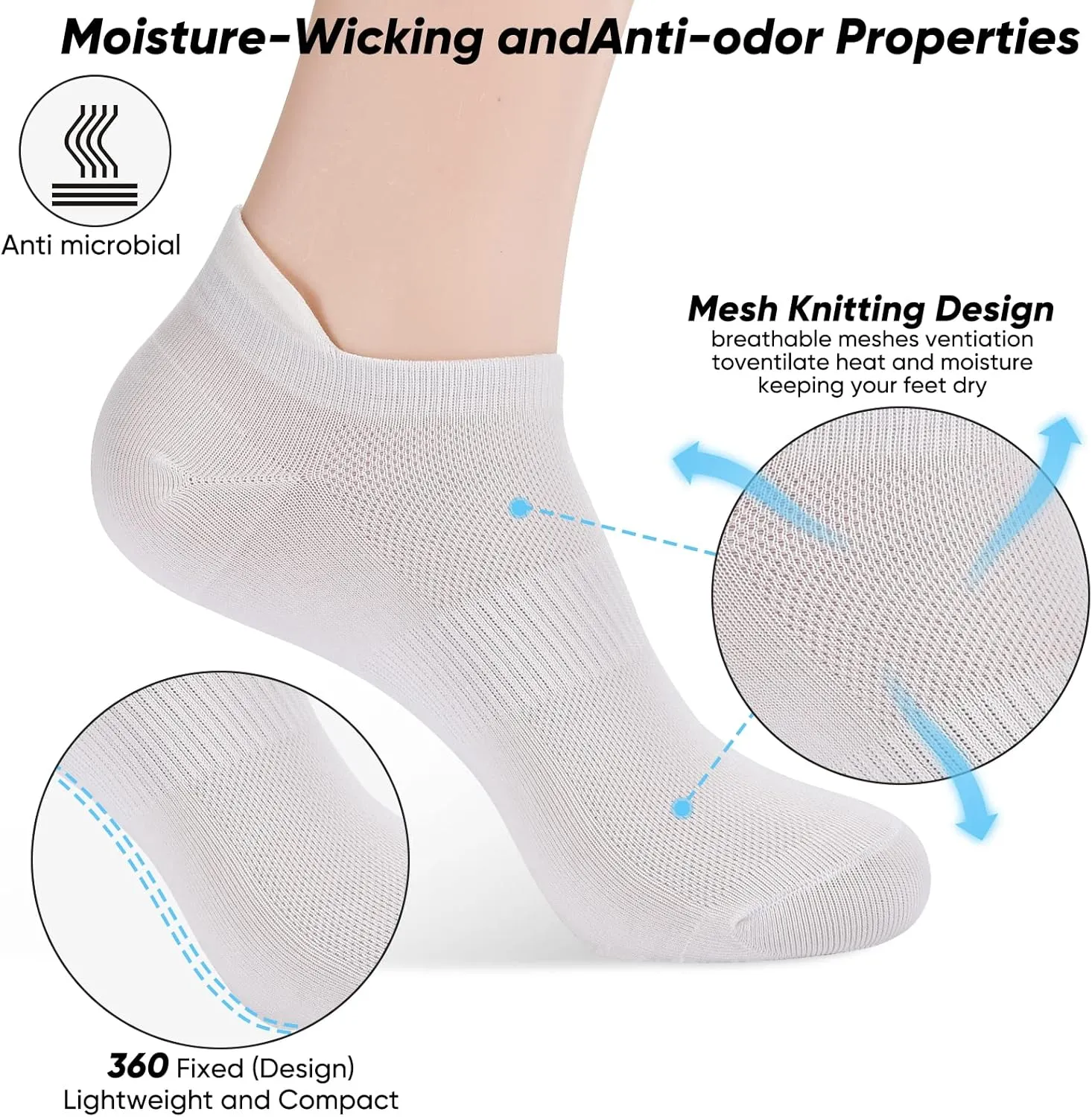 ATBITER Ankle Socks Womens and Men Thin Athletic Running Low Cut No Show Socks With Heel Tab 6-10 Pairs
