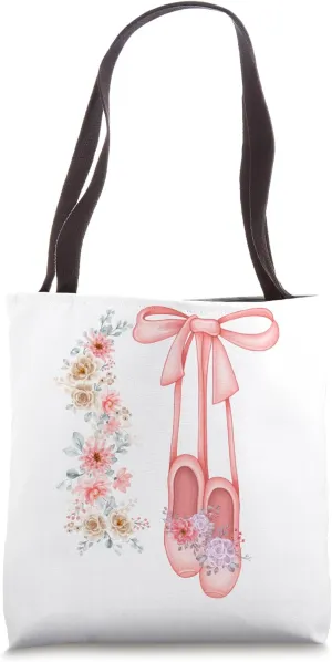 Ballet Shoes Flower Ribbon Cartoon Tote Bag