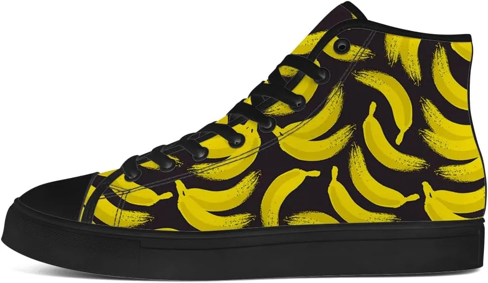 Banana Shoes High Top Canvas Sneakers Lace Up Casual Walking Shoes for Men Women