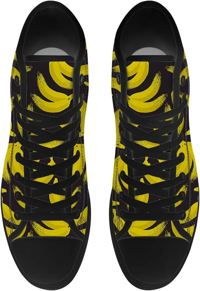 Banana Shoes High Top Canvas Sneakers Lace Up Casual Walking Shoes for Men Women