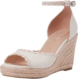 Bandolino Women's KENDRI Wedge Sandal, Ivory 150, 7.5