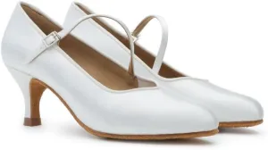 BDdance Women's Dancing Shoes Latin Salsa Tango Jazz Ballroom Performance Heels Leather 138 White, 4.5-11
