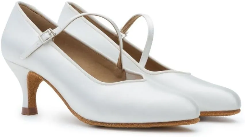 BDdance Women's Dancing Shoes Latin Salsa Tango Jazz Ballroom Performance Heels Leather 138 White, 4.5-11