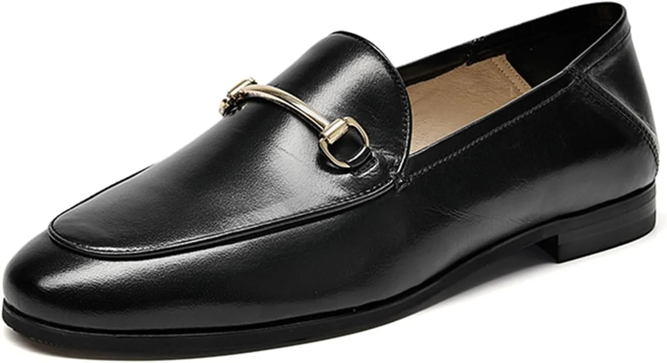 BEAU TODAY Loafers for Women Flats Shoes, Women’s Leather Penny Loafers, Comfortable Slip-on Business Casual Loafers Pointed Toe Non-Slip Office Work Trendy Ladies Flat Dress Shoes