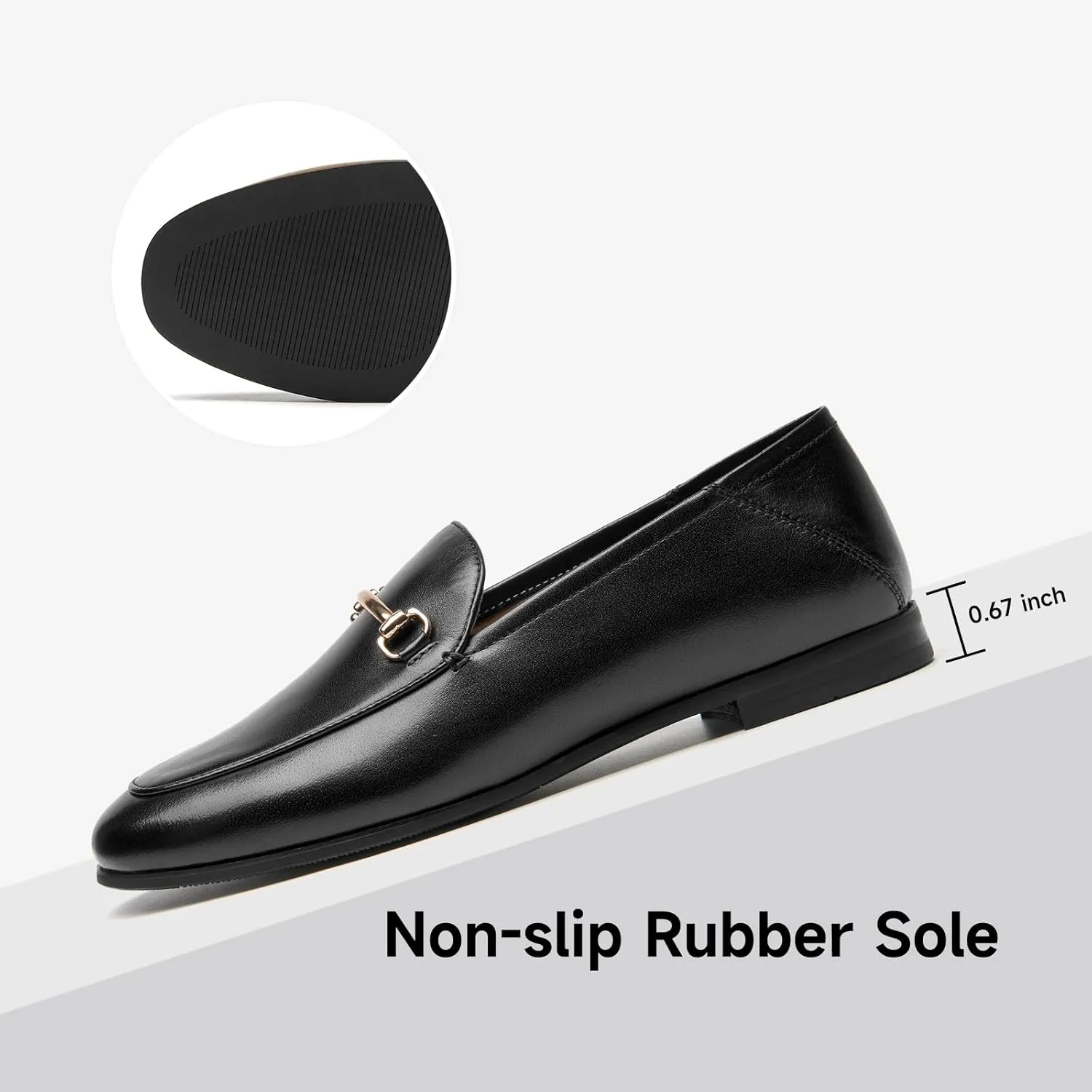 BEAU TODAY Loafers for Women Flats Shoes, Women’s Leather Penny Loafers, Comfortable Slip-on Business Casual Loafers Pointed Toe Non-Slip Office Work Trendy Ladies Flat Dress Shoes