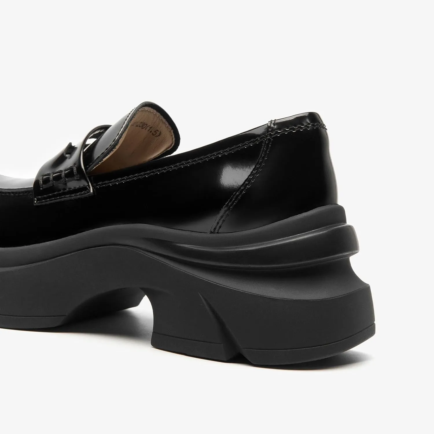BEAU TODAY Womens Fashion Platform Loafers, Comfort Slip-on Leather Loafers with Chunky Heel, Round Toe Business Work Shoes